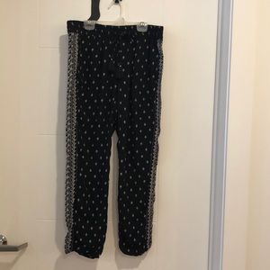 Old Navy Black and White Printed Linen Pants